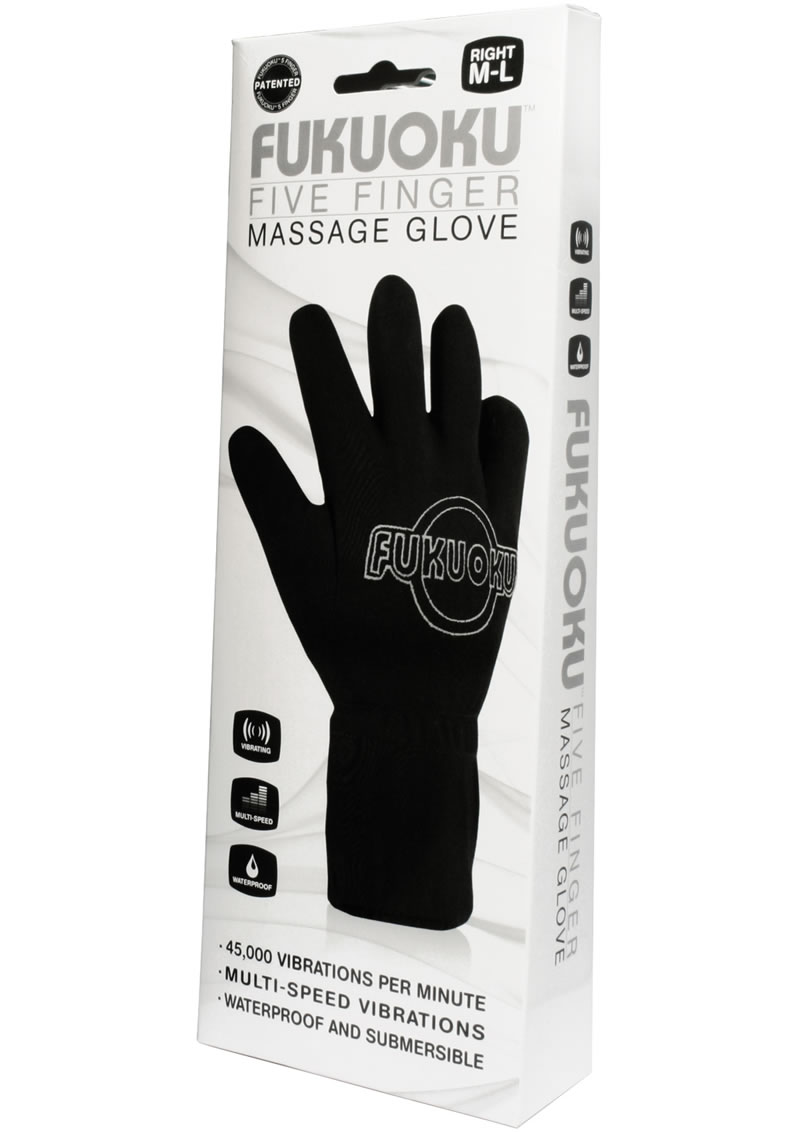 Fukuoku 5 Finger Massage Glove Right Hand Waterproof Black