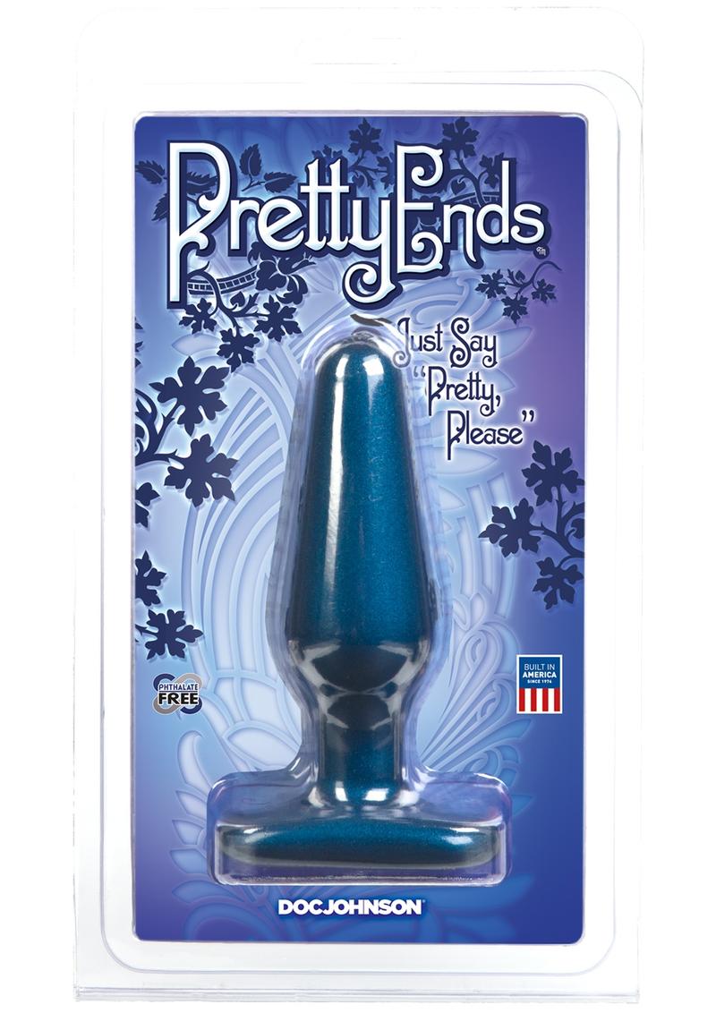 Pretty Ends Iridescent Butt Plug Medium Sil A Gel 5.5 Inch Midnight Blue