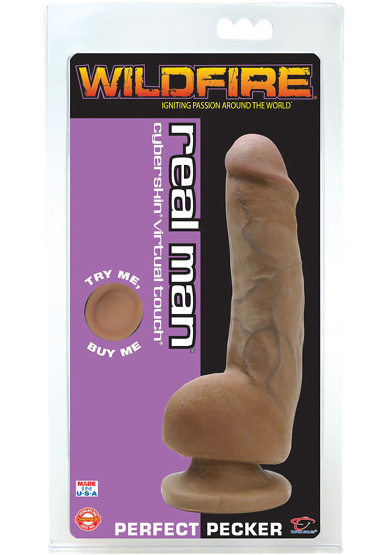 Wildfire Real Man Cyberskin Perfect Pecker 8 Inch Brown