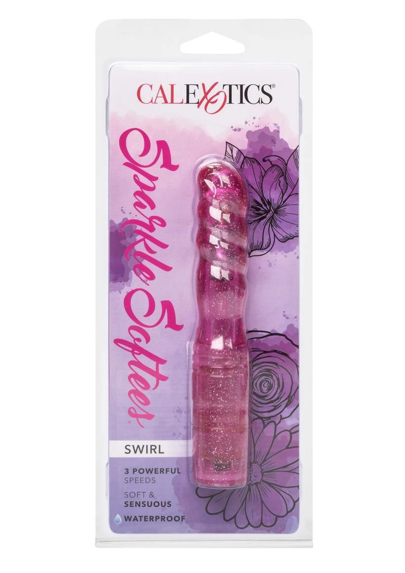 SPARKLE SOFTEES SWIRL GLITTERED MASSAGER WATERPROOF 5 INCH PINK