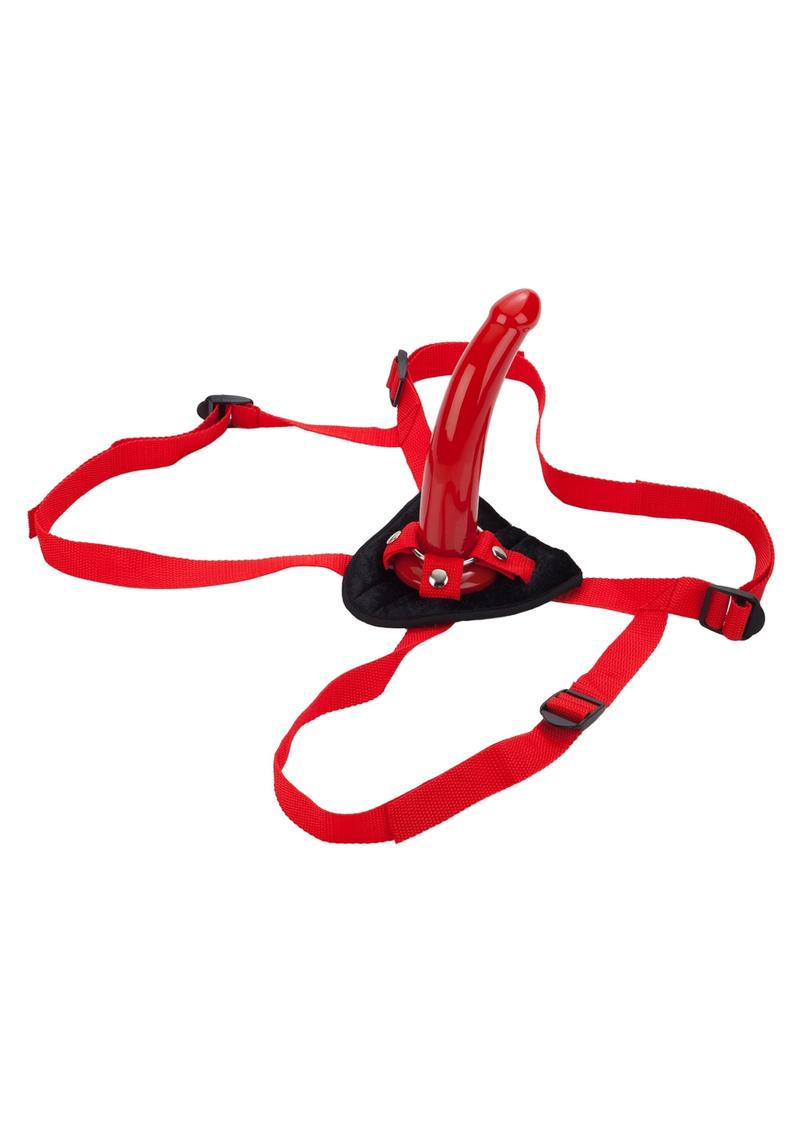 Red Rider Adjustable Strap On With Dong Red 7 Inch