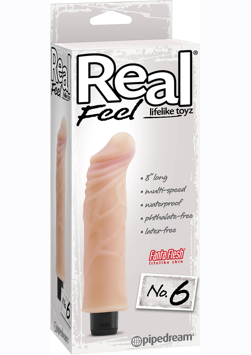 Real Feel Lifelike Toyz Number 6 Realistic Vibrator Waterproof Flesh 7.5 Inch