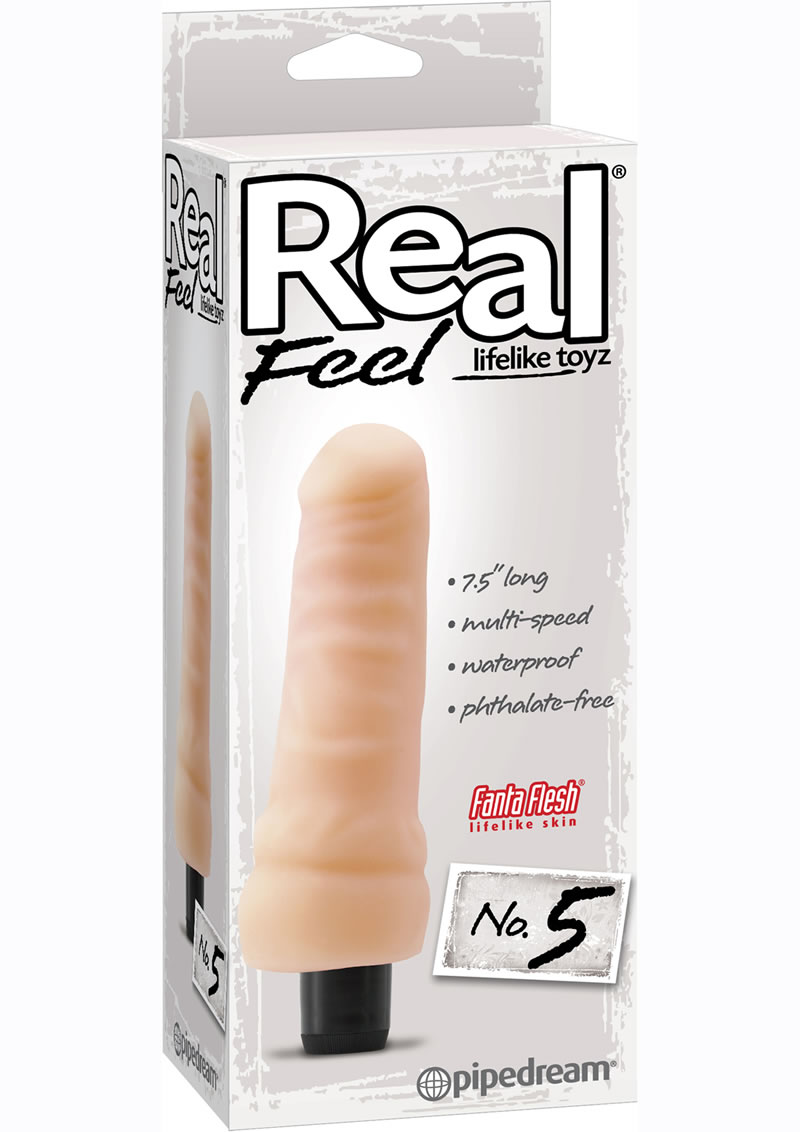 Real Feel Lifelike Toyz Number 5 Realistic Vibrator Waterproof Flesh 7.5 Inch