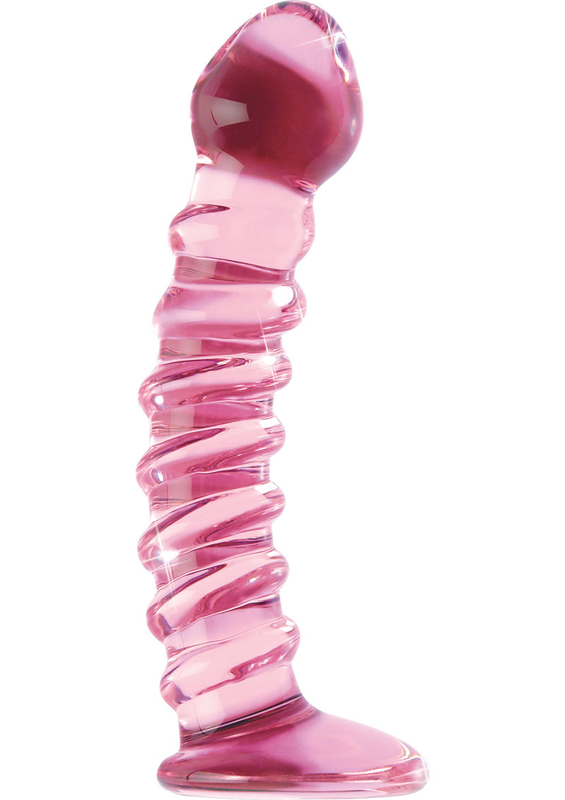 Icicles No 28 Textured Glass Dildo 7 Inch Pink