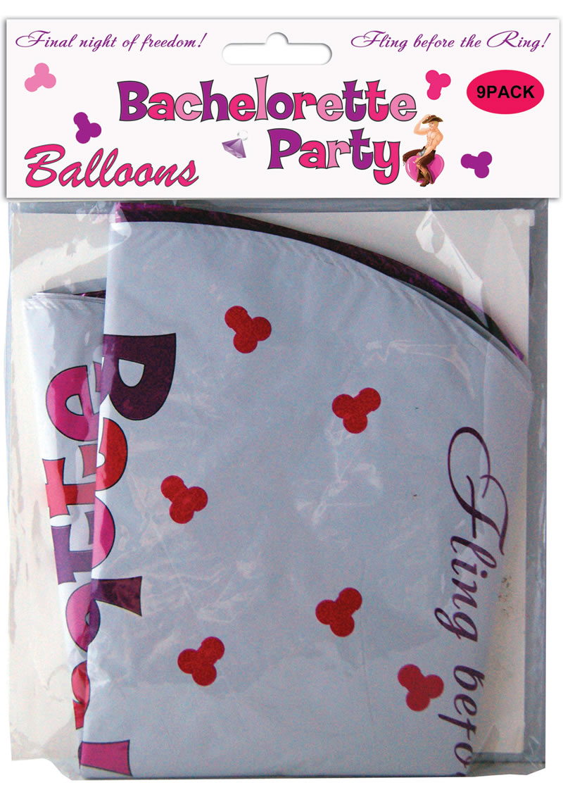 Bachelorette Party Foil Balloons Assorted Colors 9 Per Pack