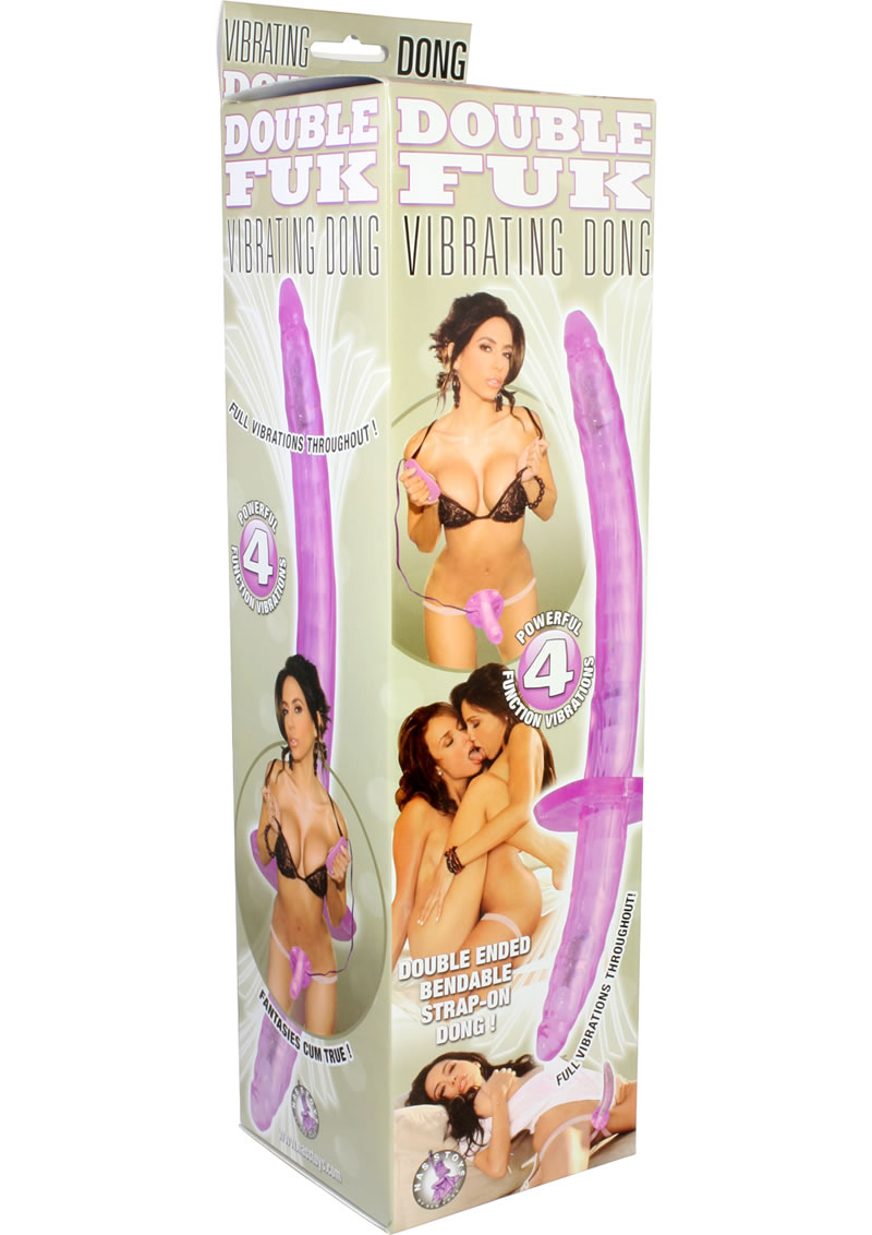 Double Fuk Vibrating Dong Strap On 13 Inch Purple