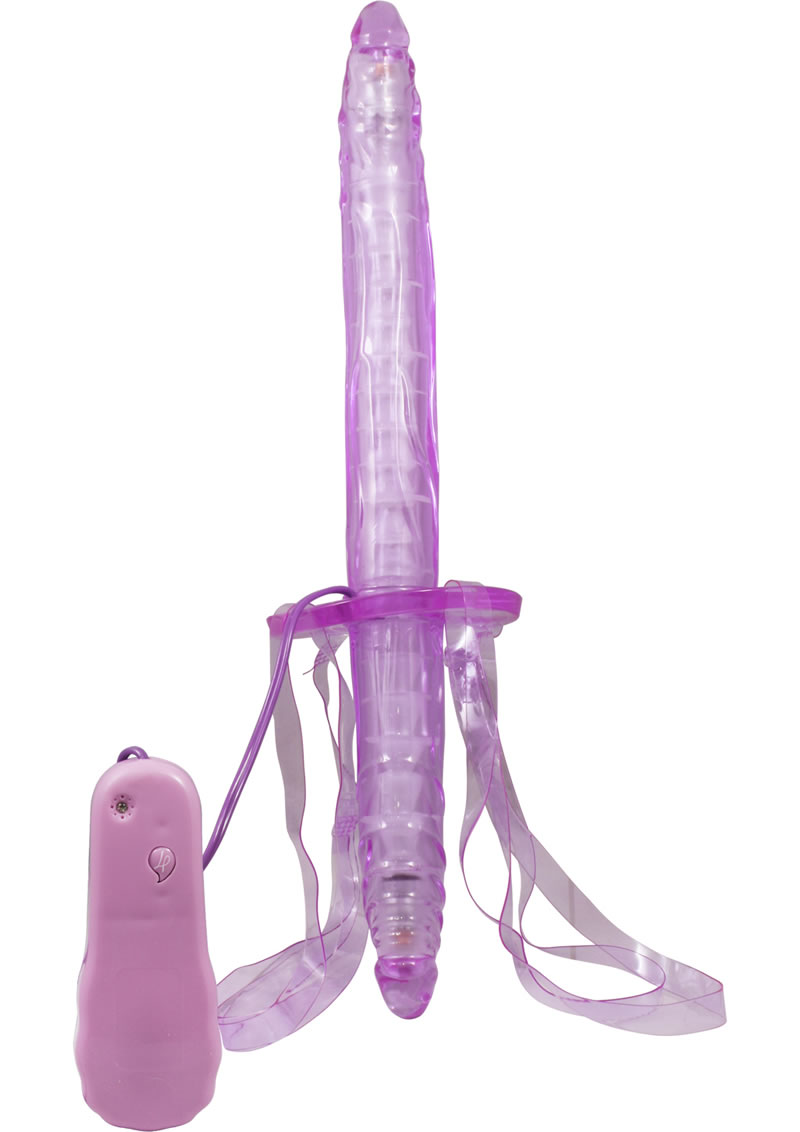 Double Fuk Vibrating Dong Strap On 13 Inch Purple