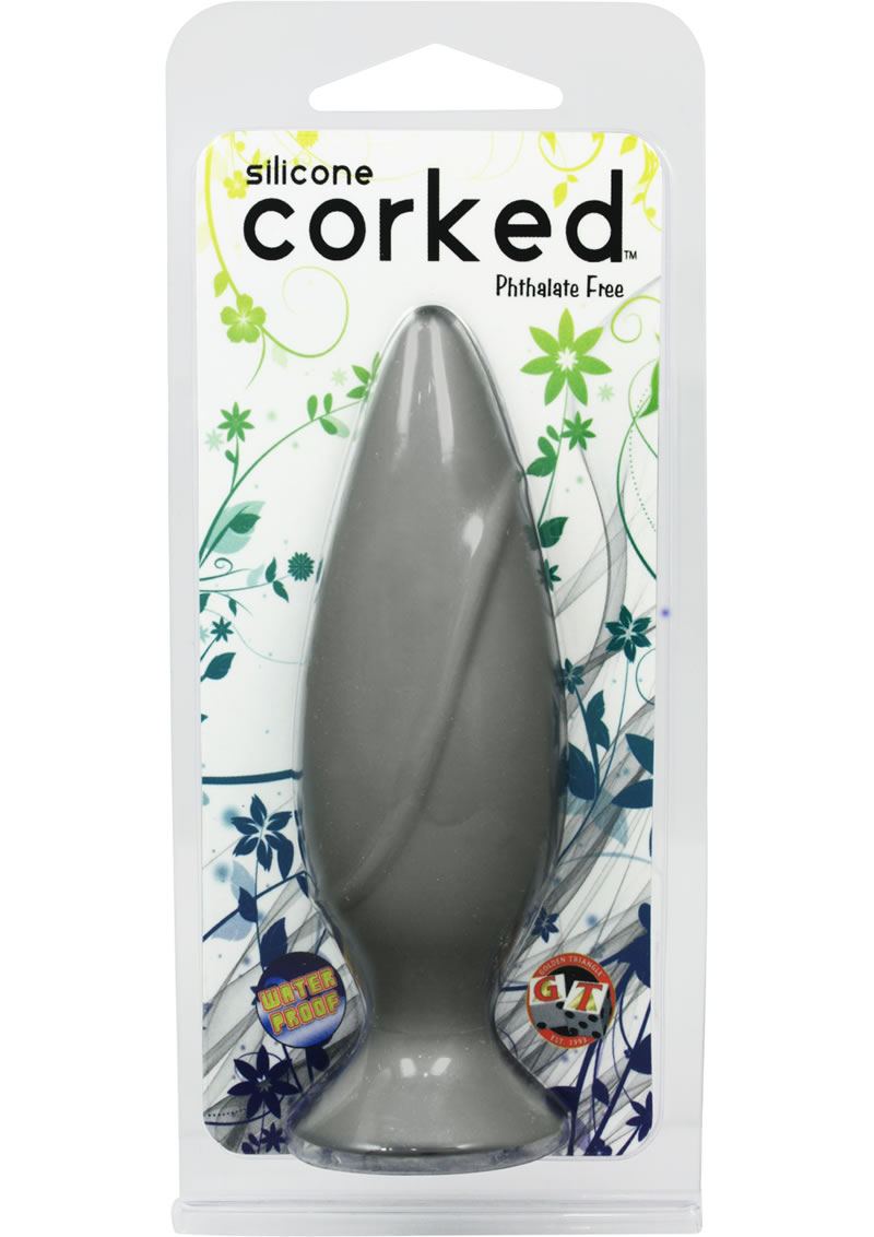 Corked Silicone Anal Plug Waterproof Small Charcoal