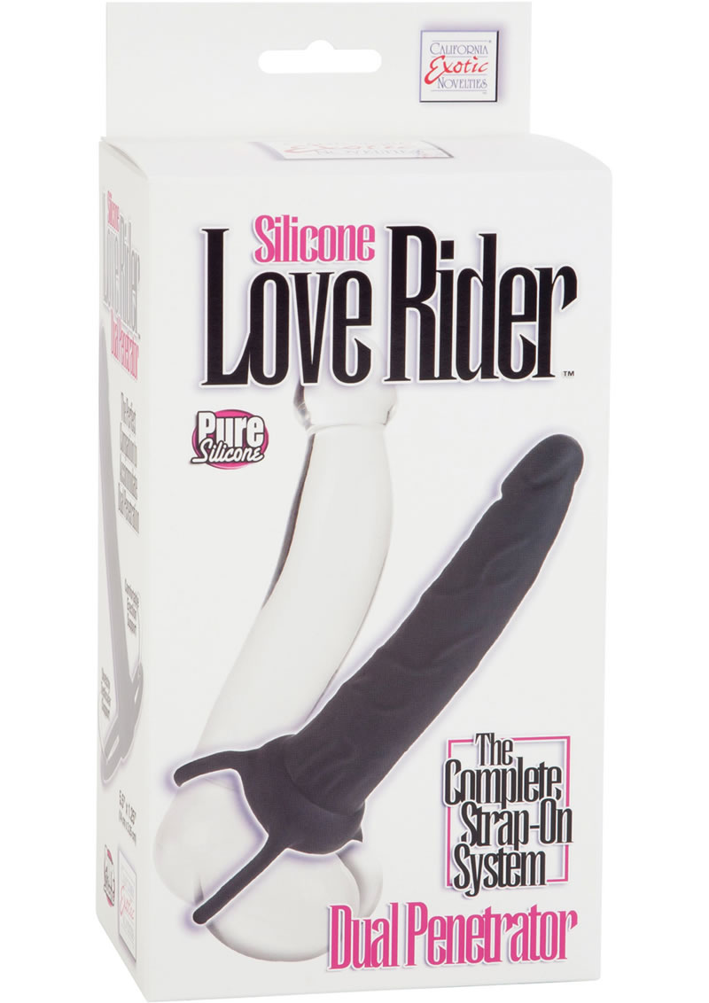 Silicone Love Rider Dual Penetrator Strap On System Black