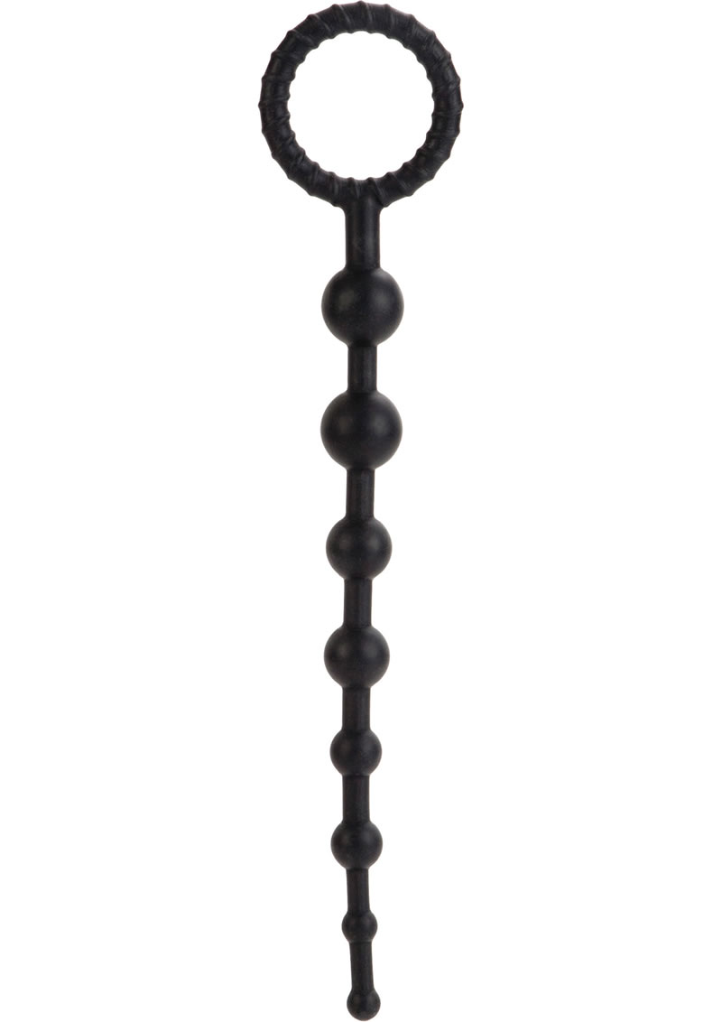 Booty Call X-10 Silicone Anal Beads Black 8 Inch