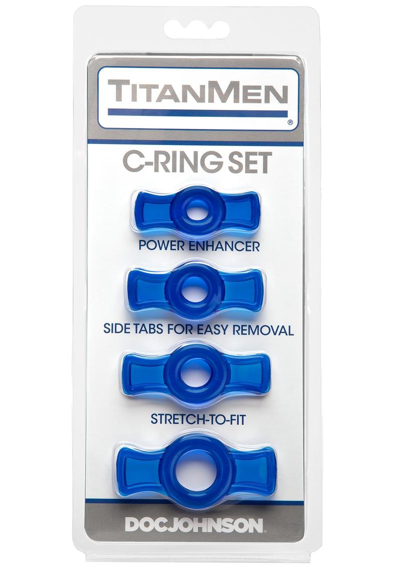 TitanMen Tools Cock Ring Set Blue 4 Each Per Set