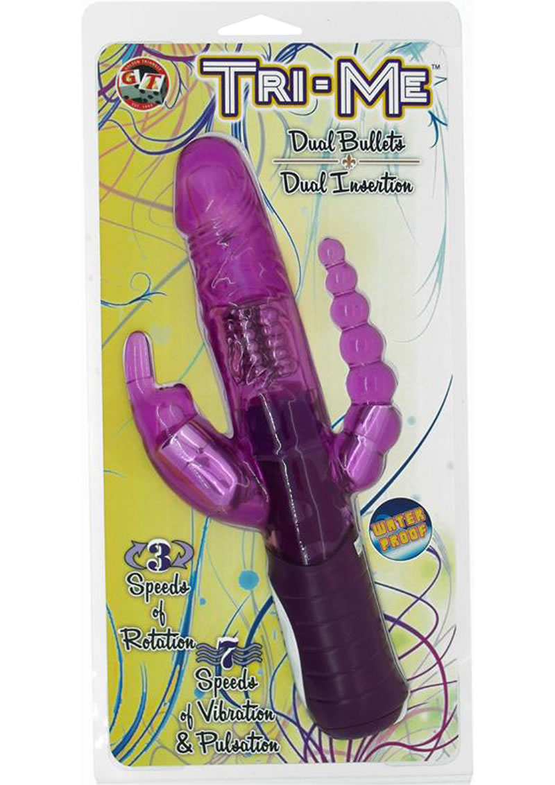 Tri Me Dual Insertion Vibrator Waterproof Lavender