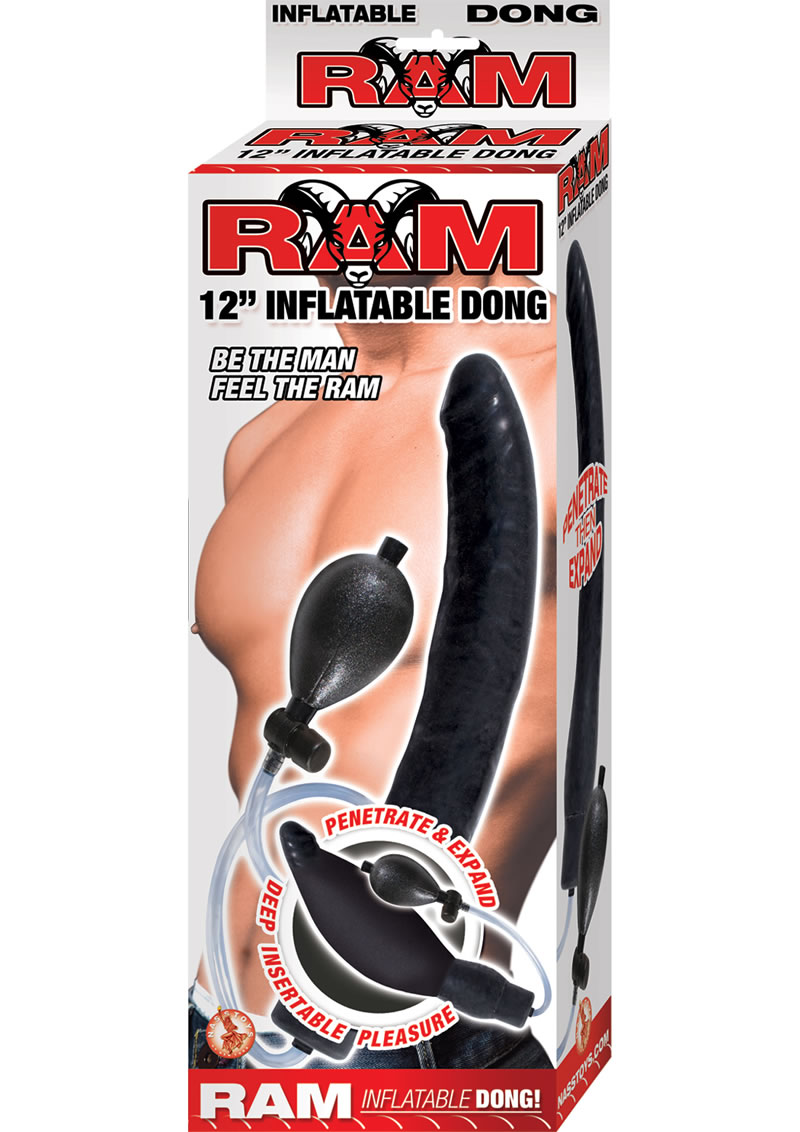 Ram Inflatable Latex Dong Waterproof Black 12 Inch