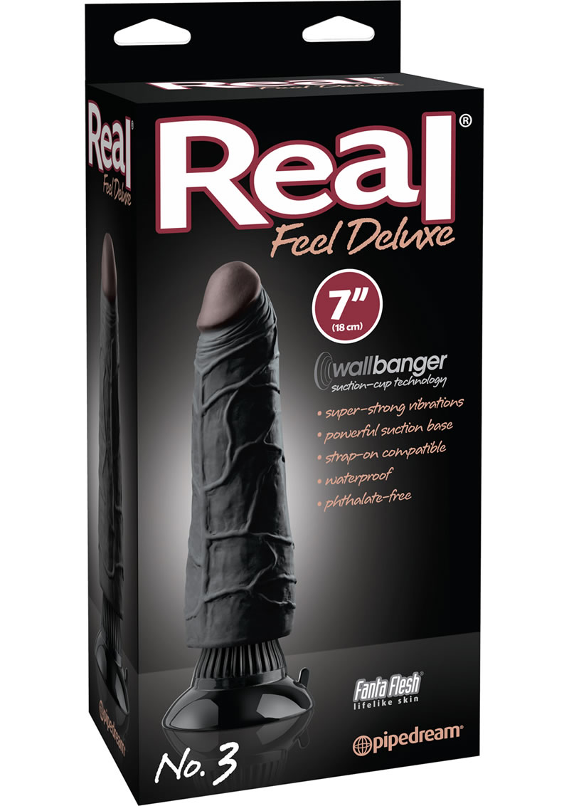 Real Feel Deluxe No 3 Wallbanger Dildo Waterproof Black 7 Inch