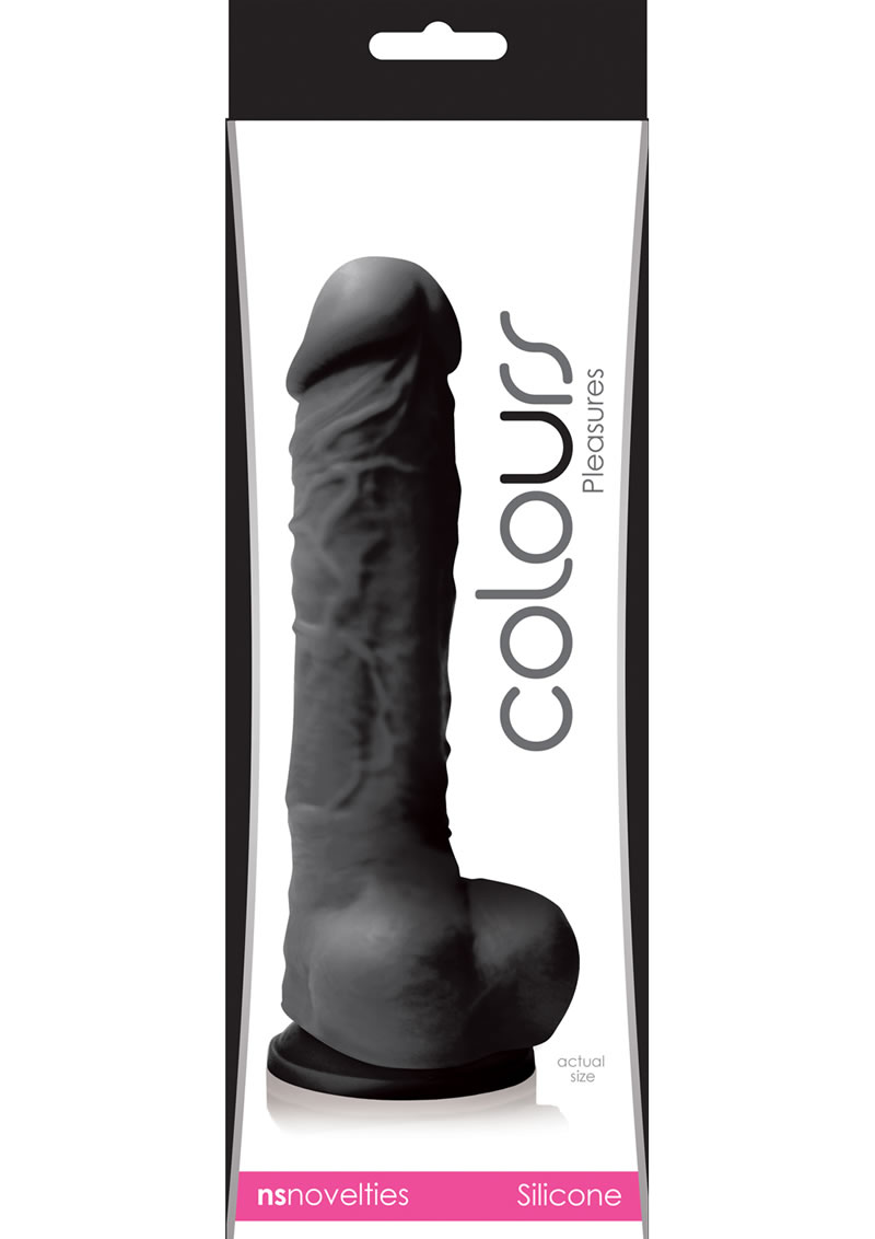 Colours Pleasures 5in Silicone Suction Cup Dildo With Balls - Black