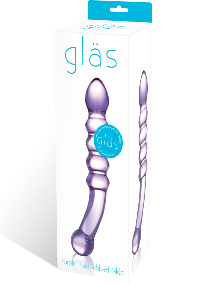 Glas Purple Rain Ribbed Dildo