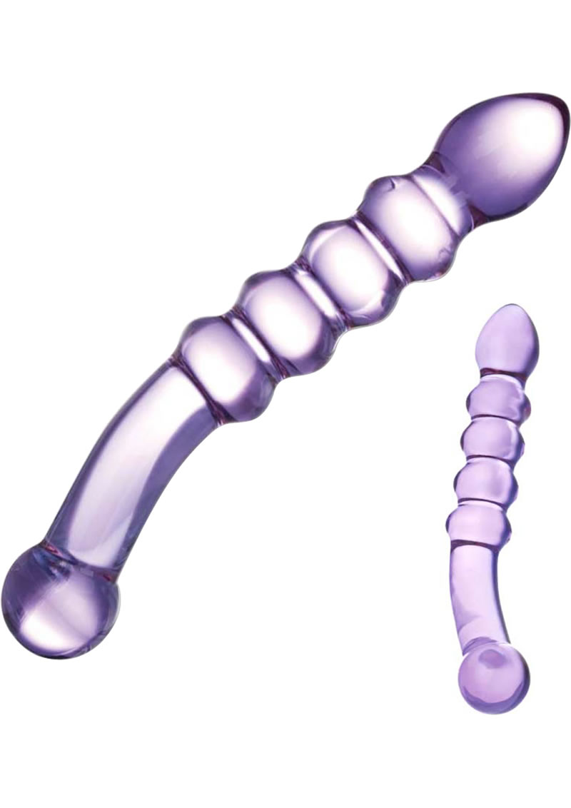 Glas Purple Rain Ribbed Dildo