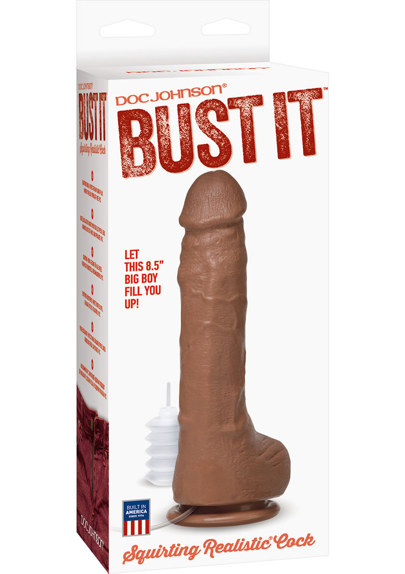 Bust It Squirting Realistic Cock Brown 8.5 Inch