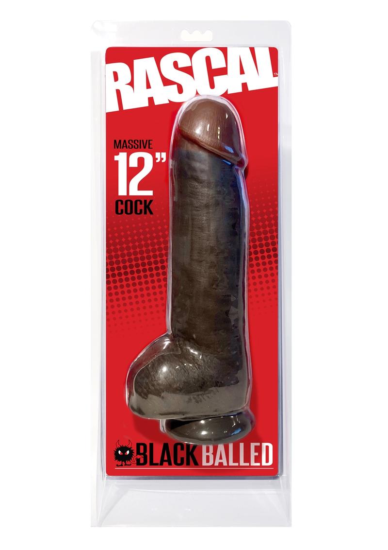 Rascal Chi Chi Larue`s Black Balled Massive Cock Waterproof Black 12 Inch