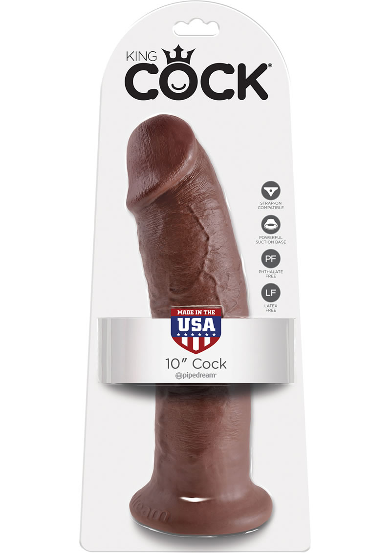 King Cock Realistic Dildo Brown 10 Inch