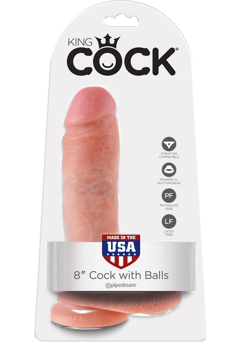 King Cock Realistic Dildo With Balls Flesh 8 Inch