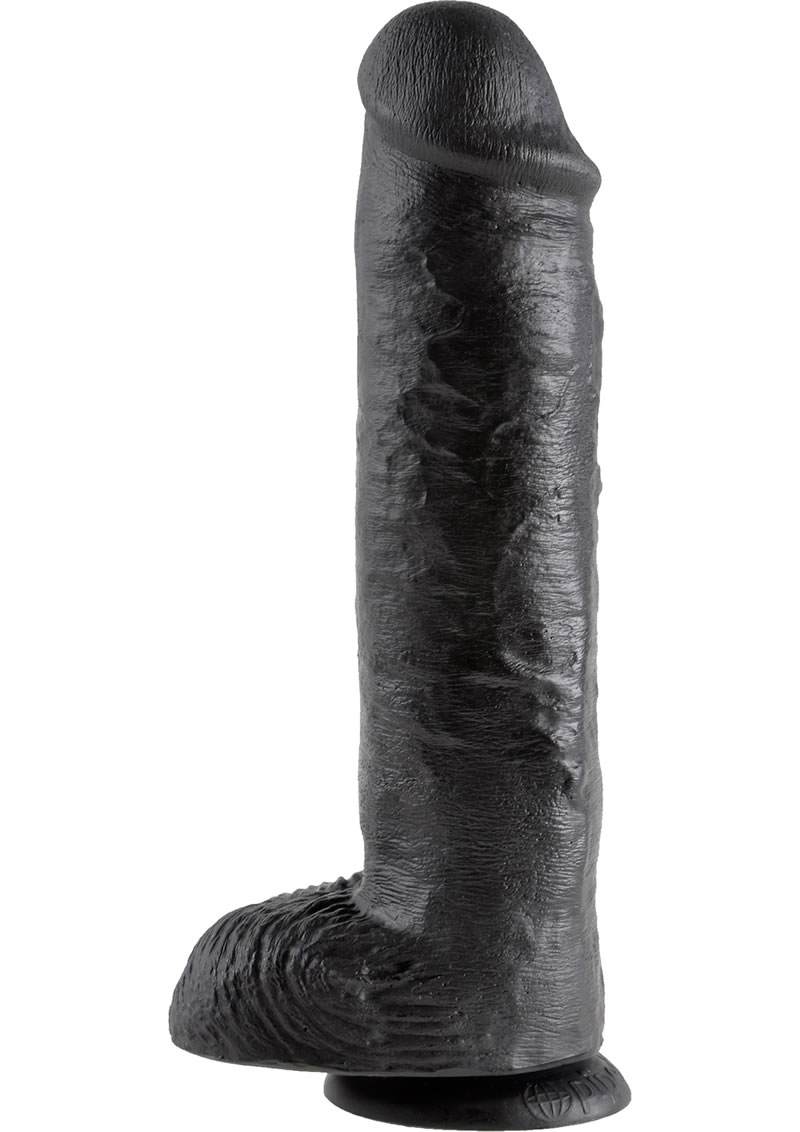 King Cock Realistic Dildo With Balls Black 11 Inch