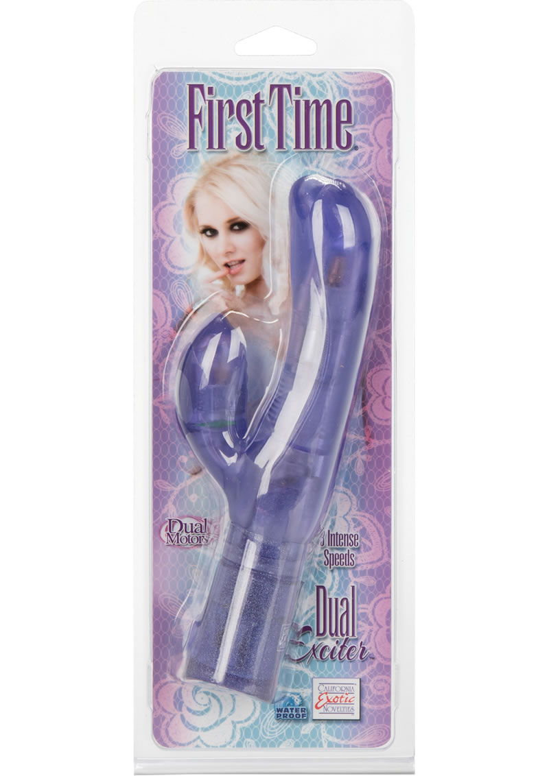 First Time Dual Exciter Vibrator Waterproof Purple 4 Inch