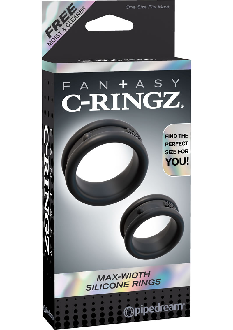 Fantasy C Ringz Max Width Silicone Rings Cockrings 2 Each Per Set Black