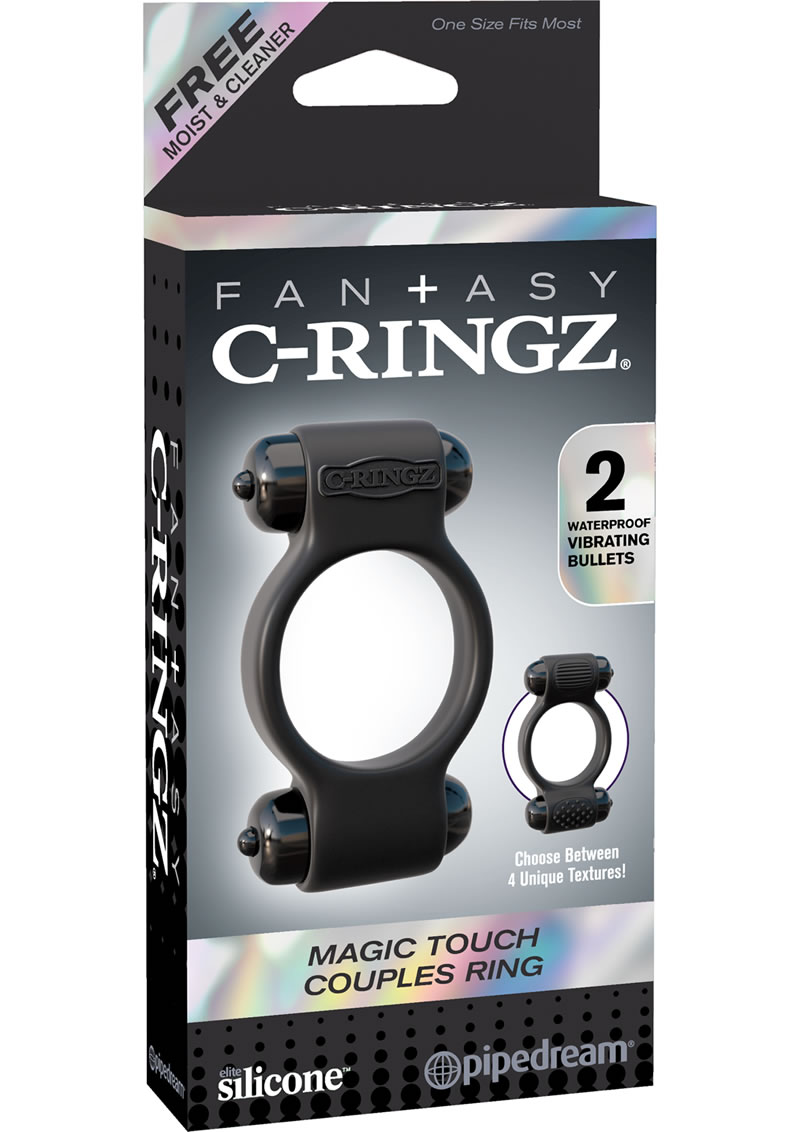 Fantasy C Ringz Magic Touch Couples Ring Vibe Silicone Cockring Waterproof Black