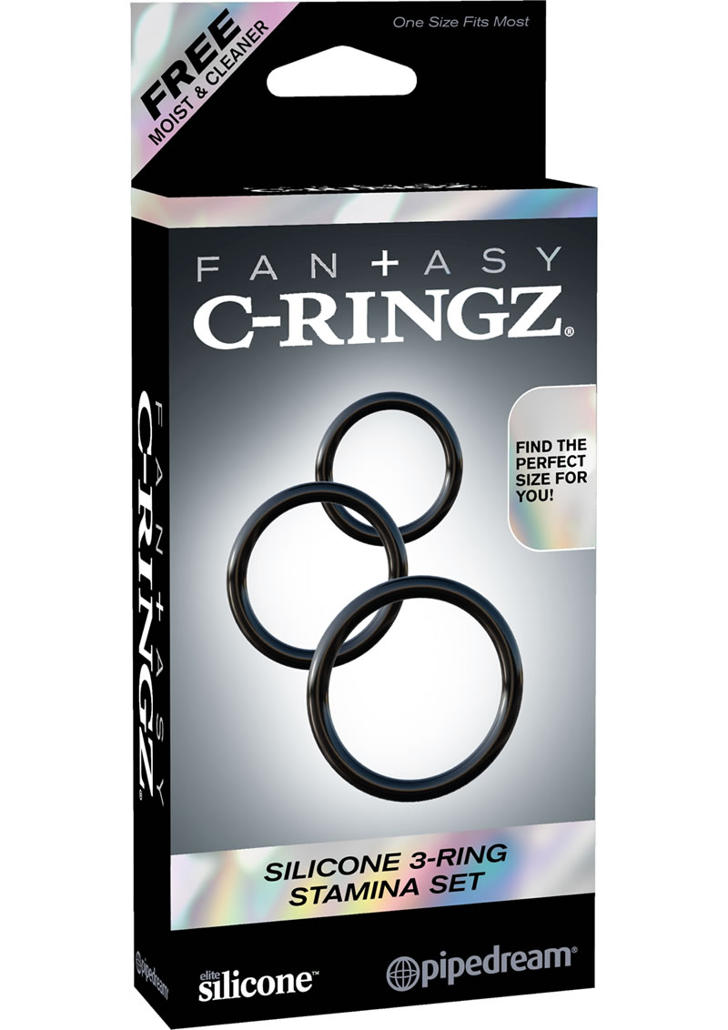 Fantasy C Ringz Silicone 3 Ring Stamina Cockring Set Black