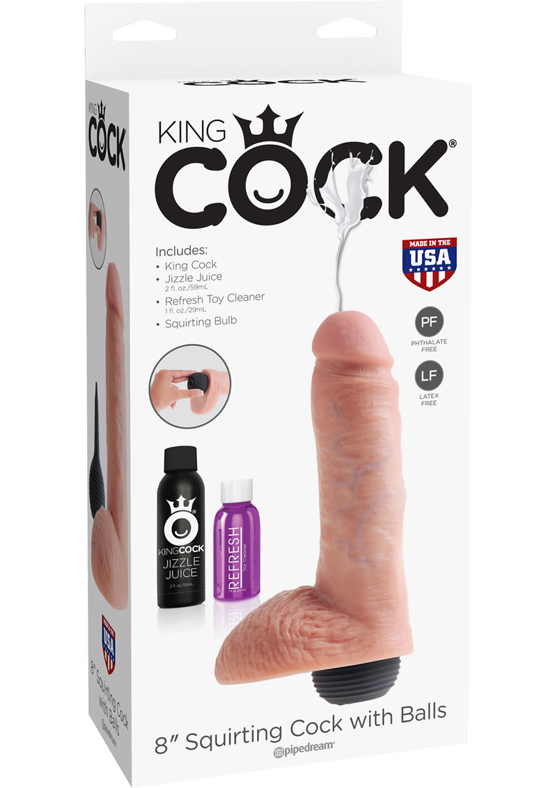 King Cock Squirting Dildo With Balls Dildo Waterproof Flesh 8 Inches