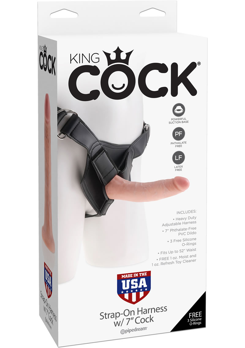 King Cock Strap On Harness With Dildo Flesh 7 Inch