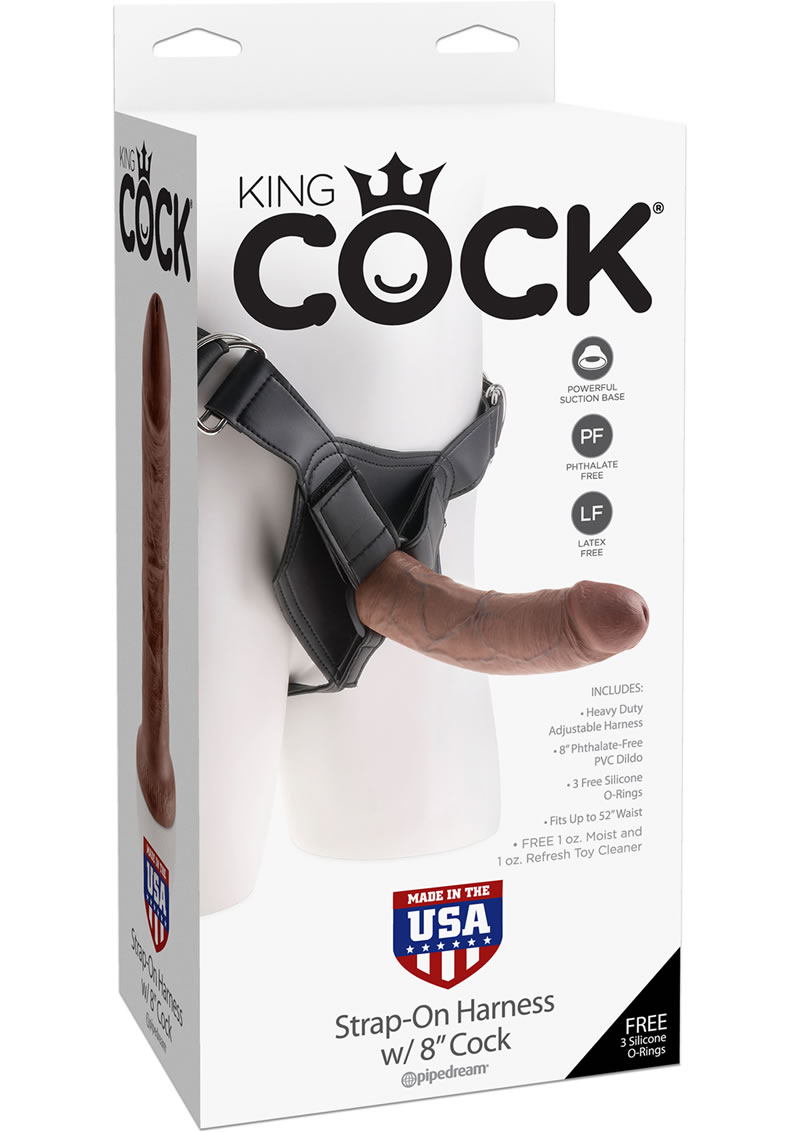 King Cock Strap On Harness With Dildo Brown 8 Inch