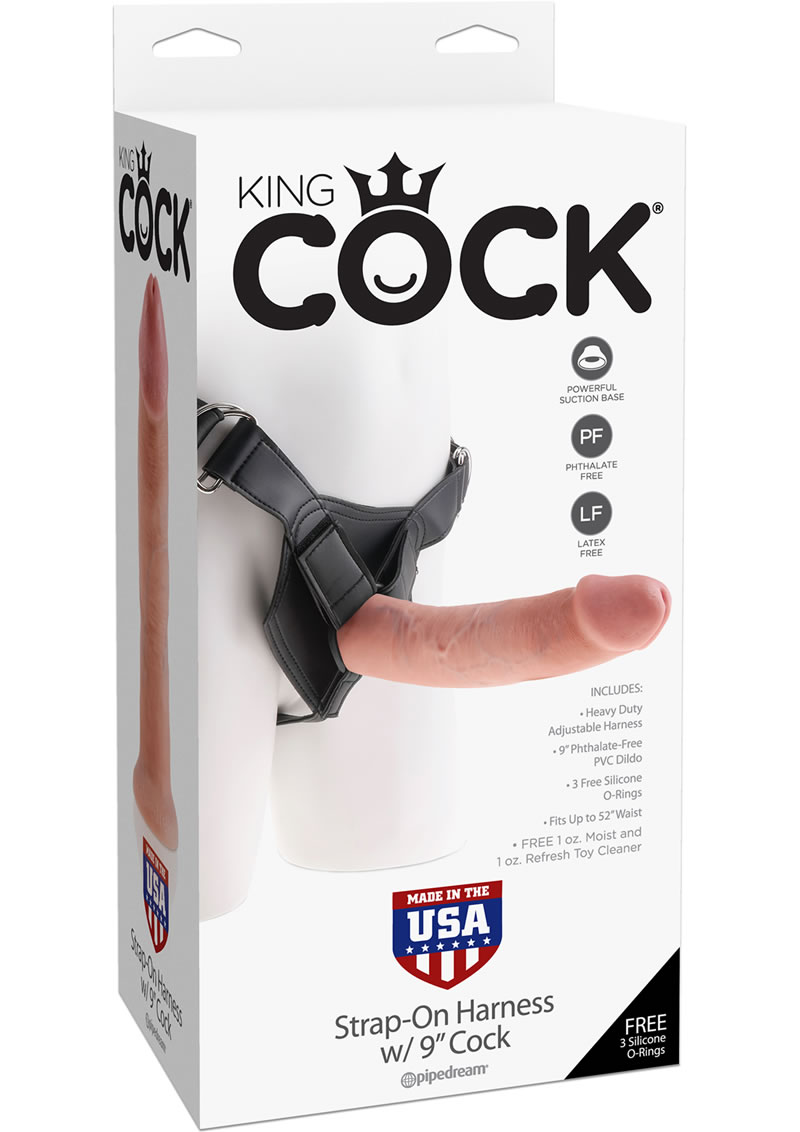 King Cock Strap On Harness With Dildo Flesh 9 Inch