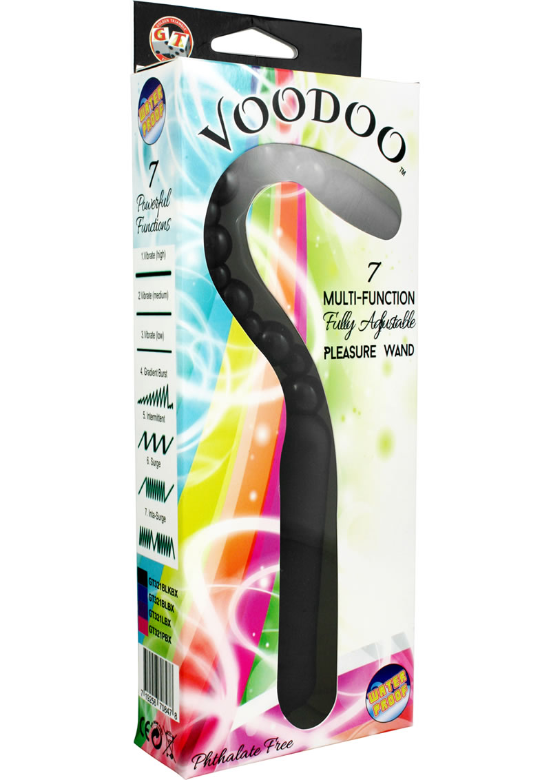 Voodoo 7 Multi Function Fully Adjustable Pleasure Wand Vibrator Waterproof Black