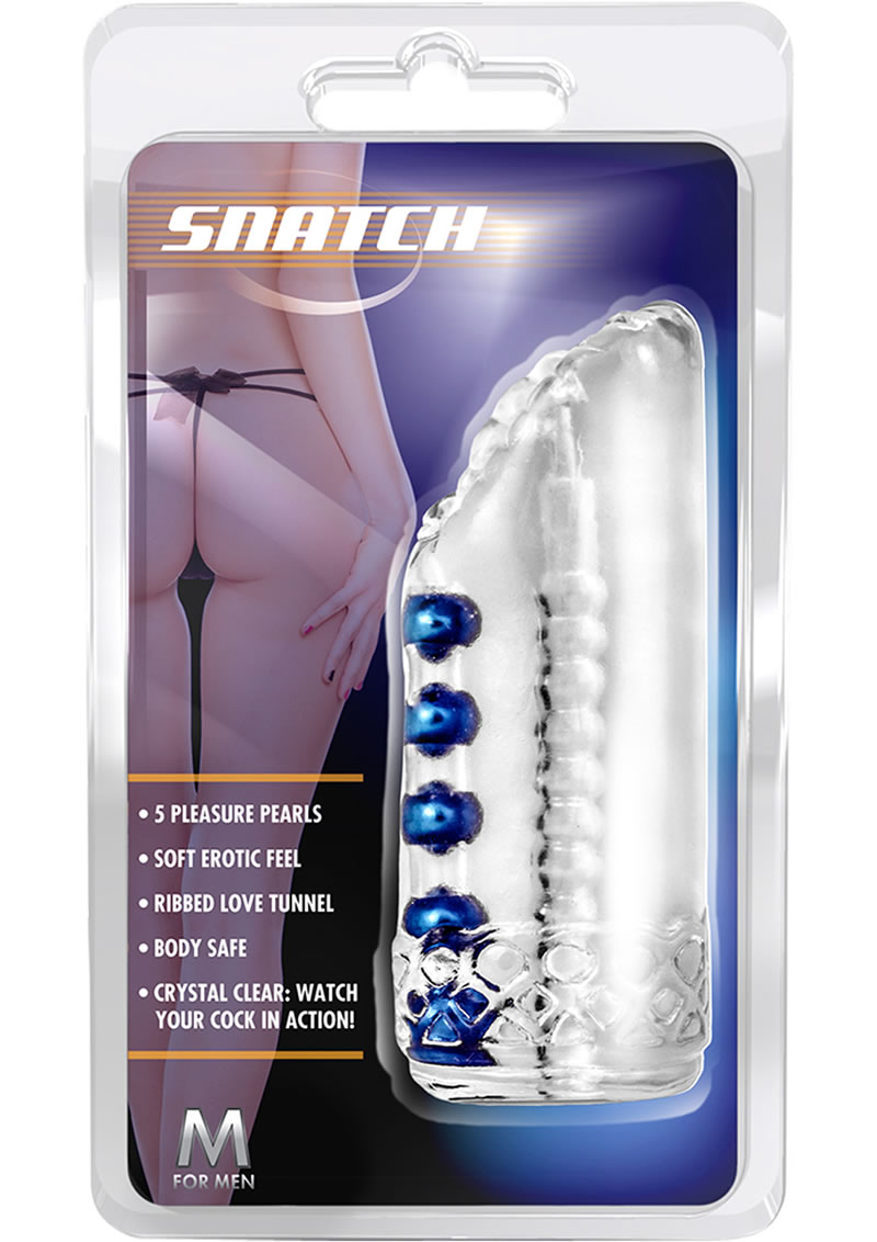 M For Men Snatch Jelly Pussy Beaded Stroker Clear 5.5 Inch