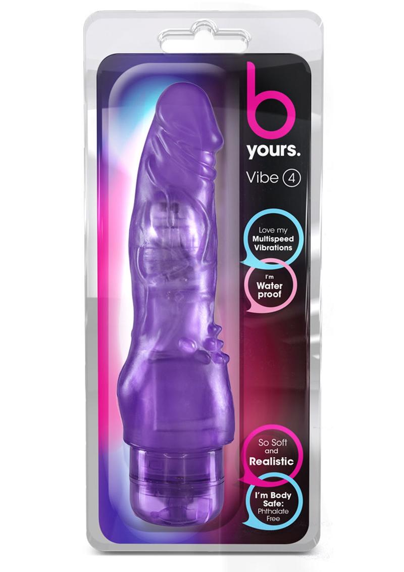 B Yours Vibe 04 Realistic Jelly Vibrator Waterproof Purple 8 Inch