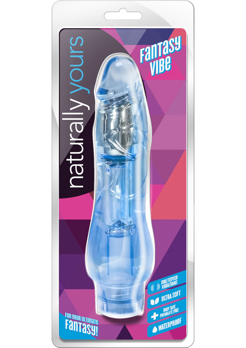 Naturally Yours Fantasy Vibe Jelly Realistic Vibrator Waterproof Blue 8.5 Inch