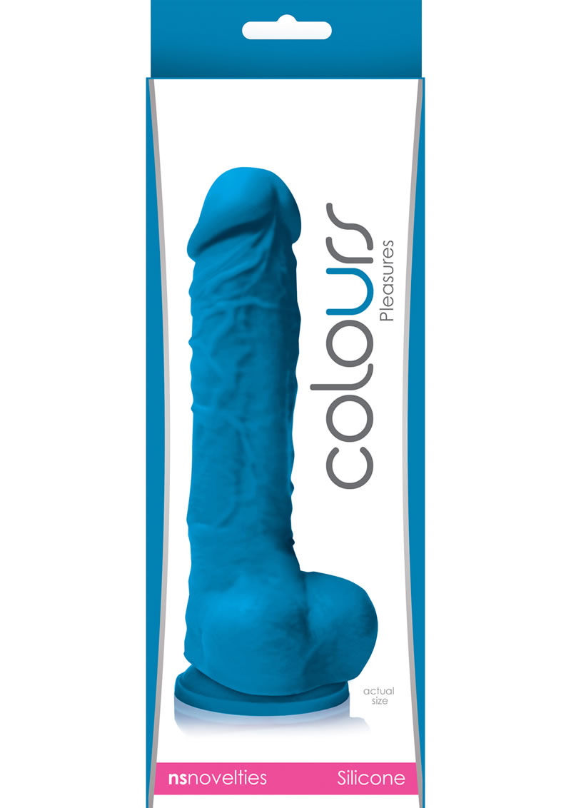Colours Pleasures 5in Silicone Suction Cup Dildo With Balls - Blue