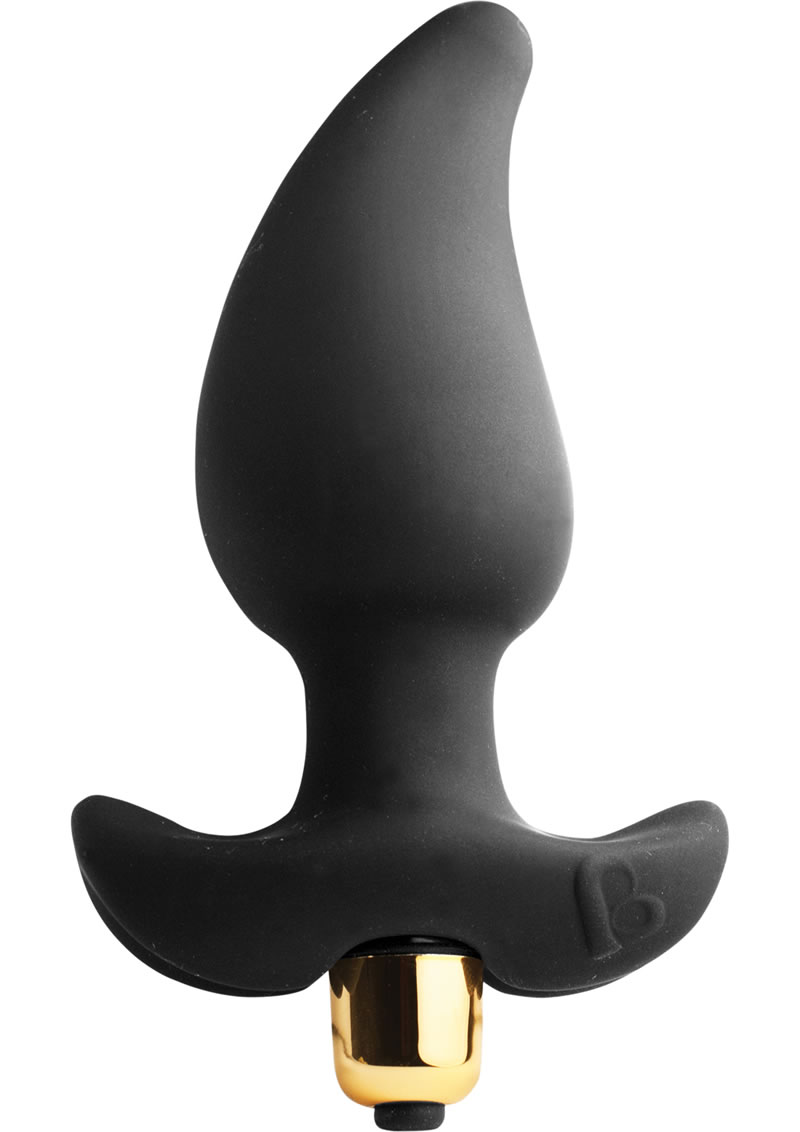Butt Quiver 7 Speed Vibrating Silicone Anal Plug Waterproof Black 3 Inch