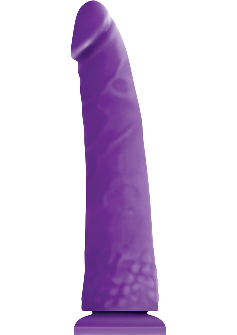 Colours Pleasures Thin 8in Silicone Suction Cup Dildo - Purple