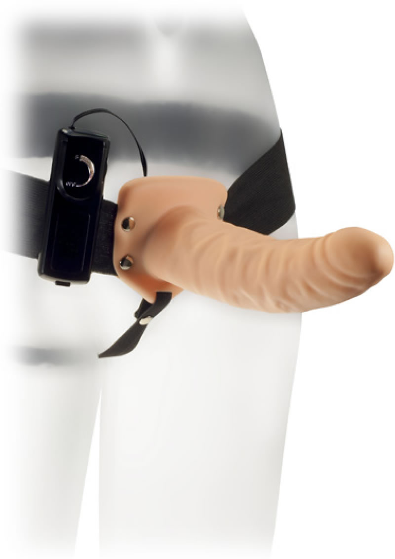 Kinx The Extender Plus Vibrating Hollow Strap On Flesh 8 Inch