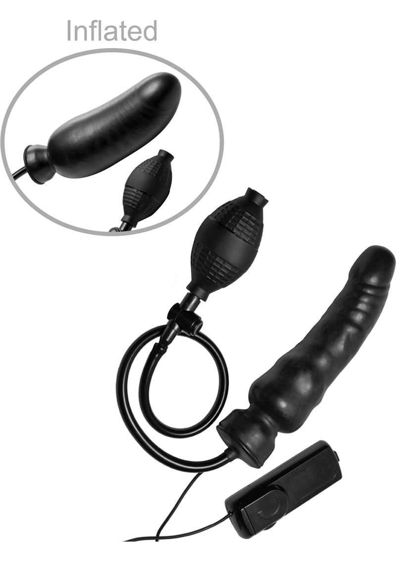 Master Series Ravage Vibrating Inflatable Dildo Black 8 Inch