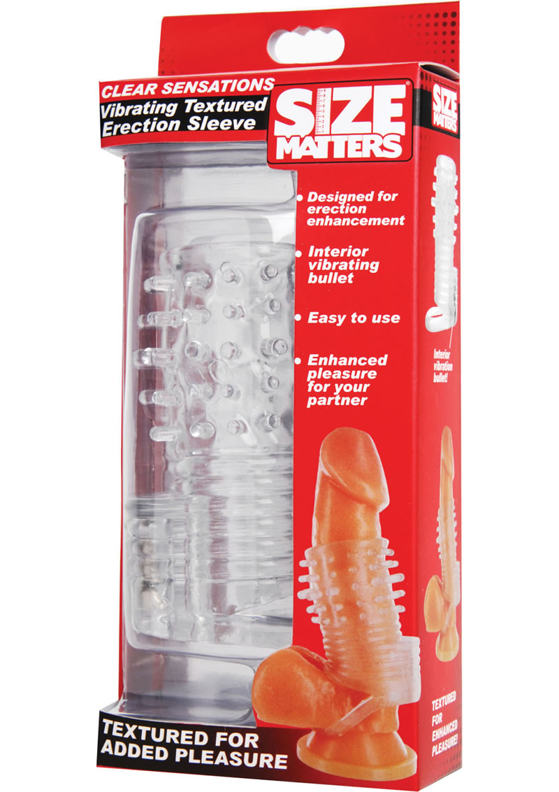 Size Matters Clear sensations vibrating Textured Erection Sleeve TPR Clear