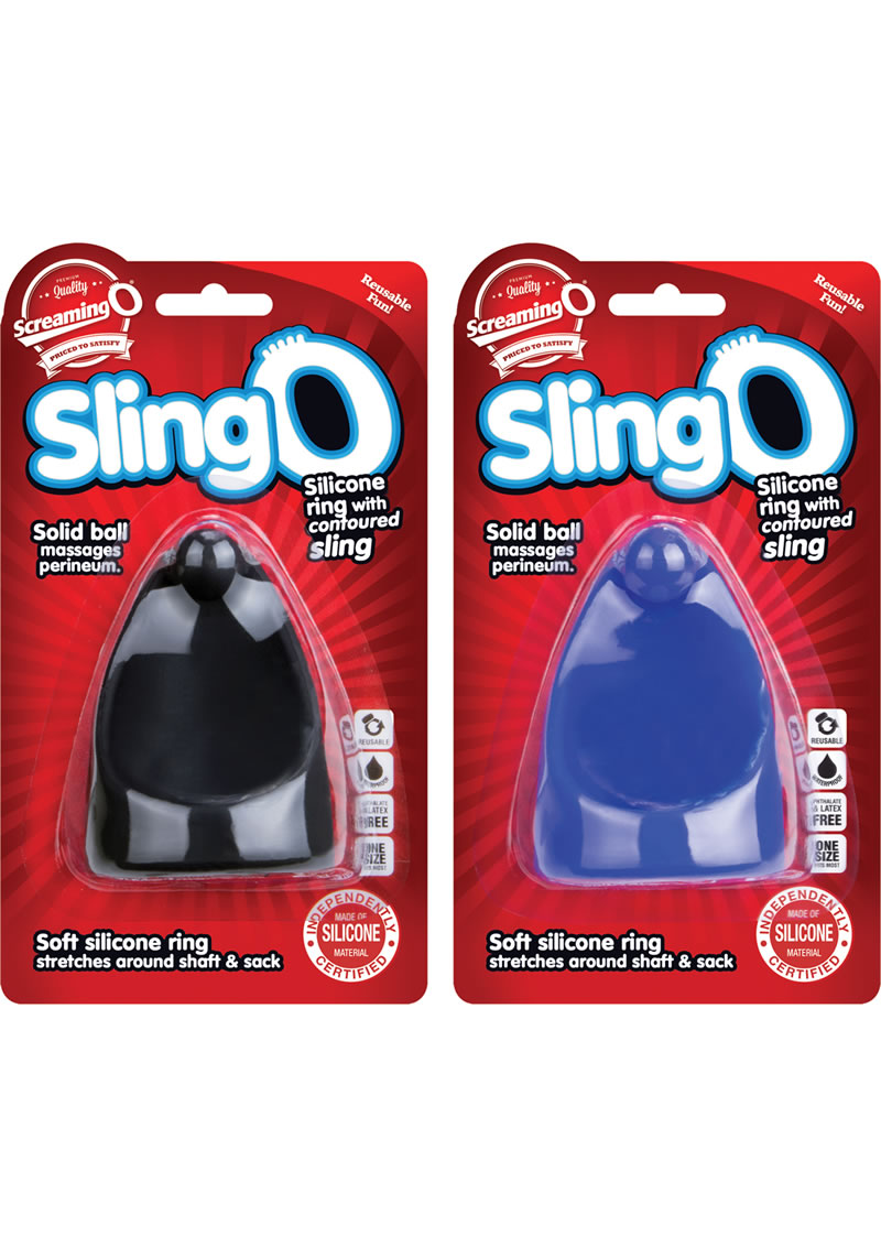 Sling O Silicone Ring With Contoured Sling Cockrings Waterproof Assorted Colors 6 Each Per Box