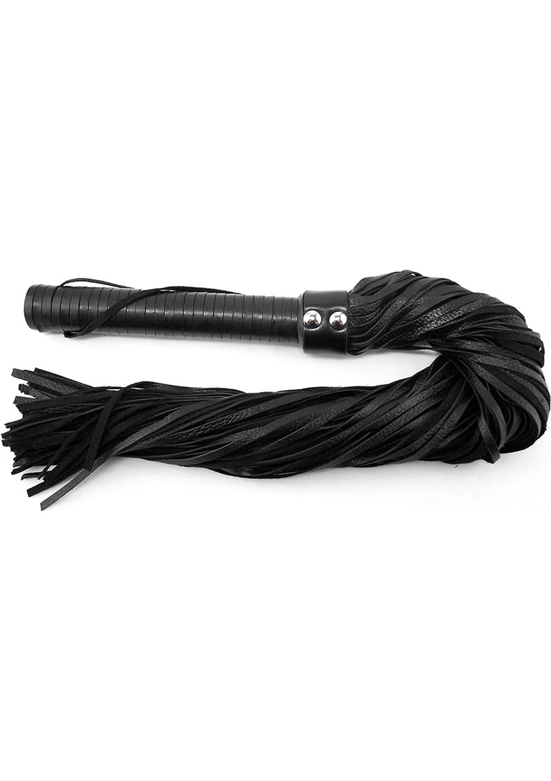Rouge Leather Handle Leather Flogger Black