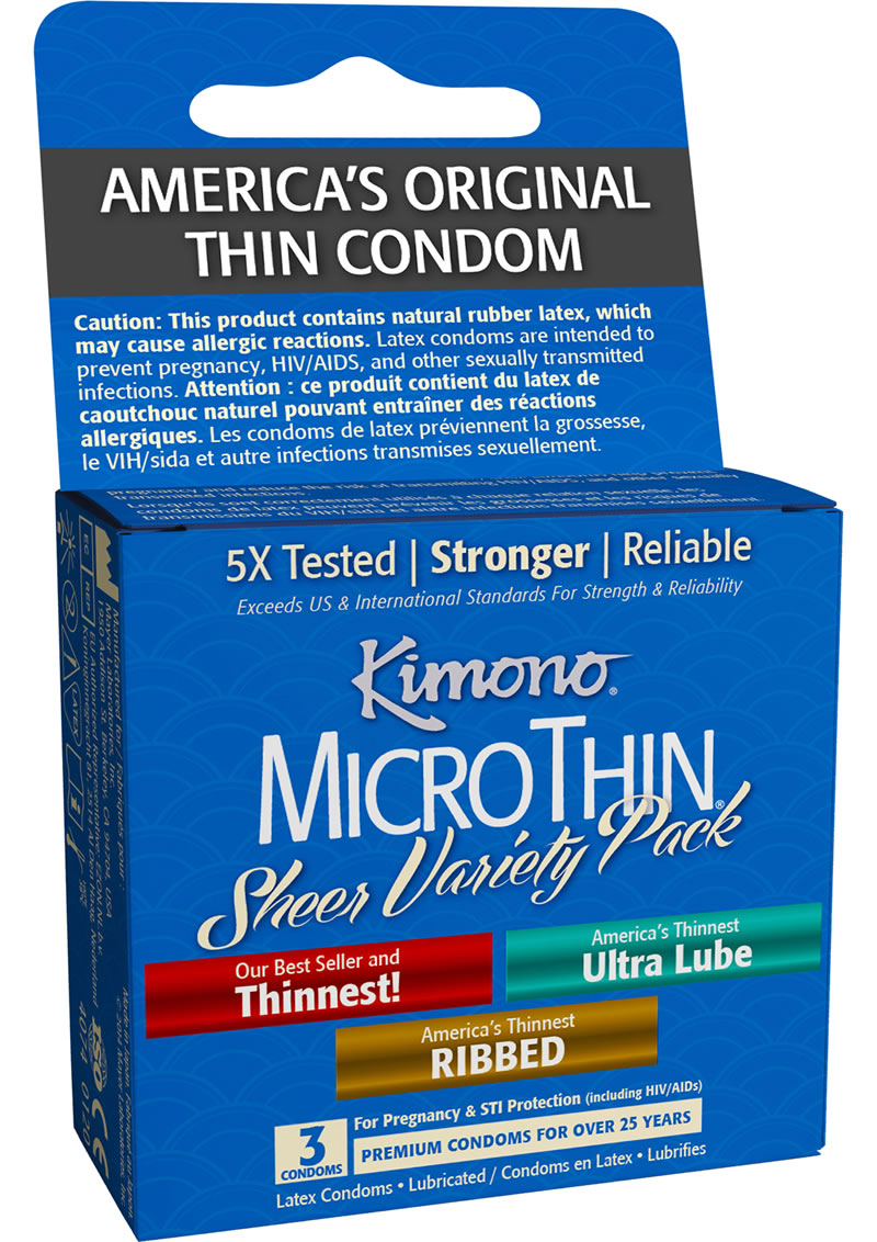 Kimono Micro Thin Sheer Variety Condoms 3pk