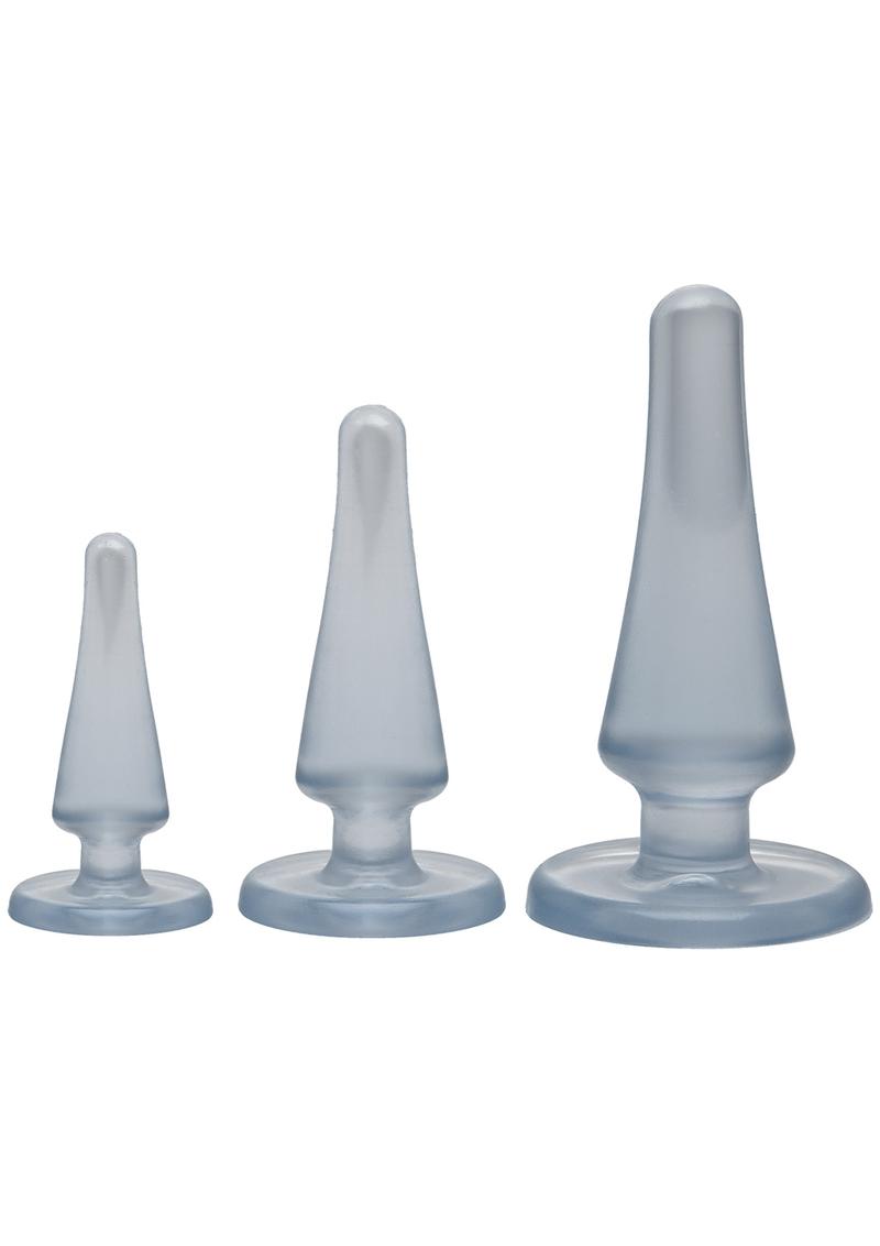 Crystal Jellies Anal Initiation Anal Plug Kit Clear 3 Sizes Per Set