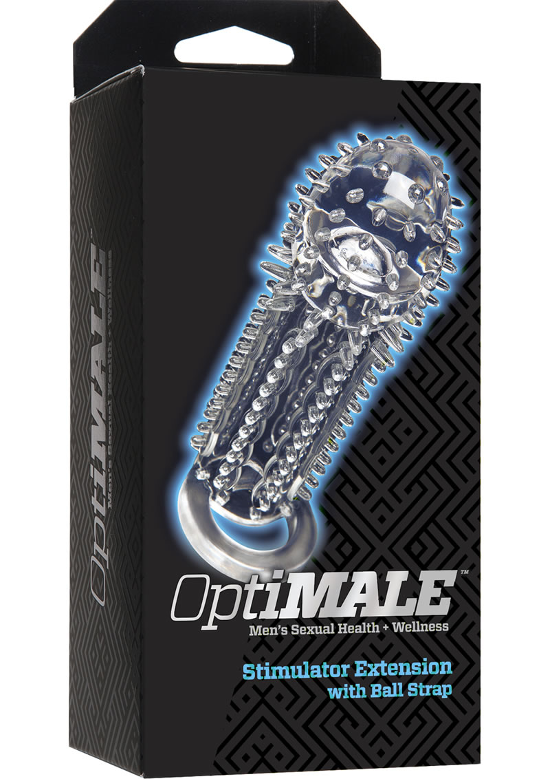 Optimale Stimulator Textured Extension With Ball Strap Clear