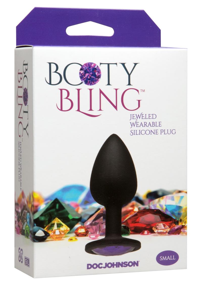 Booty Bling Jeweled Silicone Anal Plug Purple Small